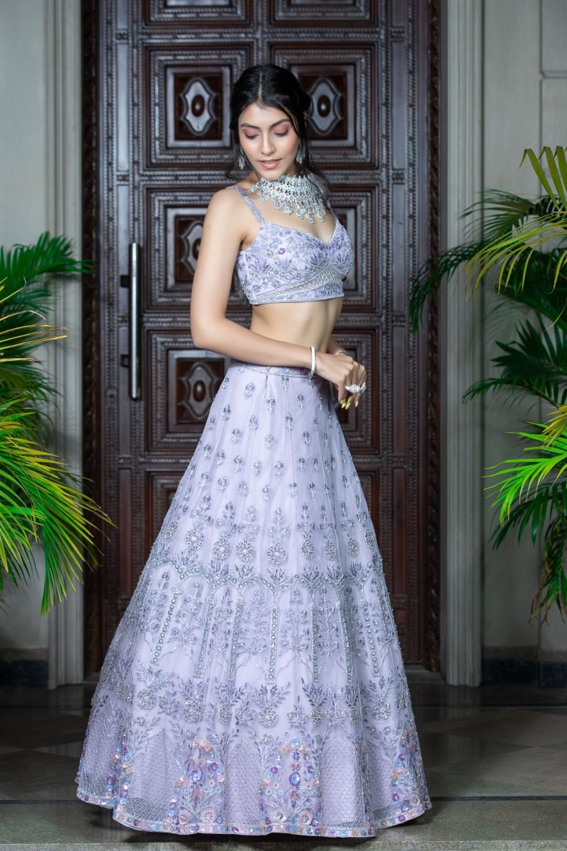 Mauve Hand Embroidered Lehenga Set - Image 2