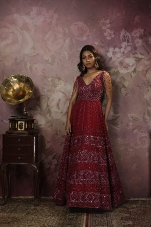 Red Designer Cocktail Gown
