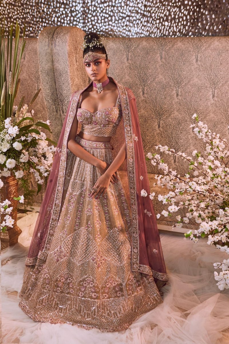Leaf Green Embroidered Lehenga Set