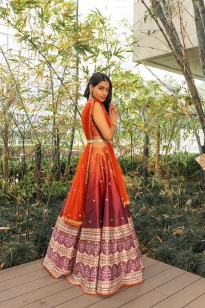 Orange Zeenat Printed Lehenga Set