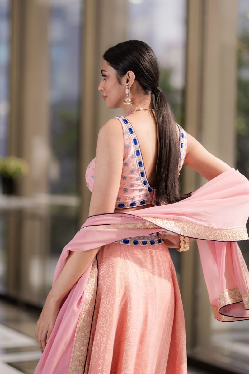 Stylish Pink Color Ruhi Lehenga Set - Image 3