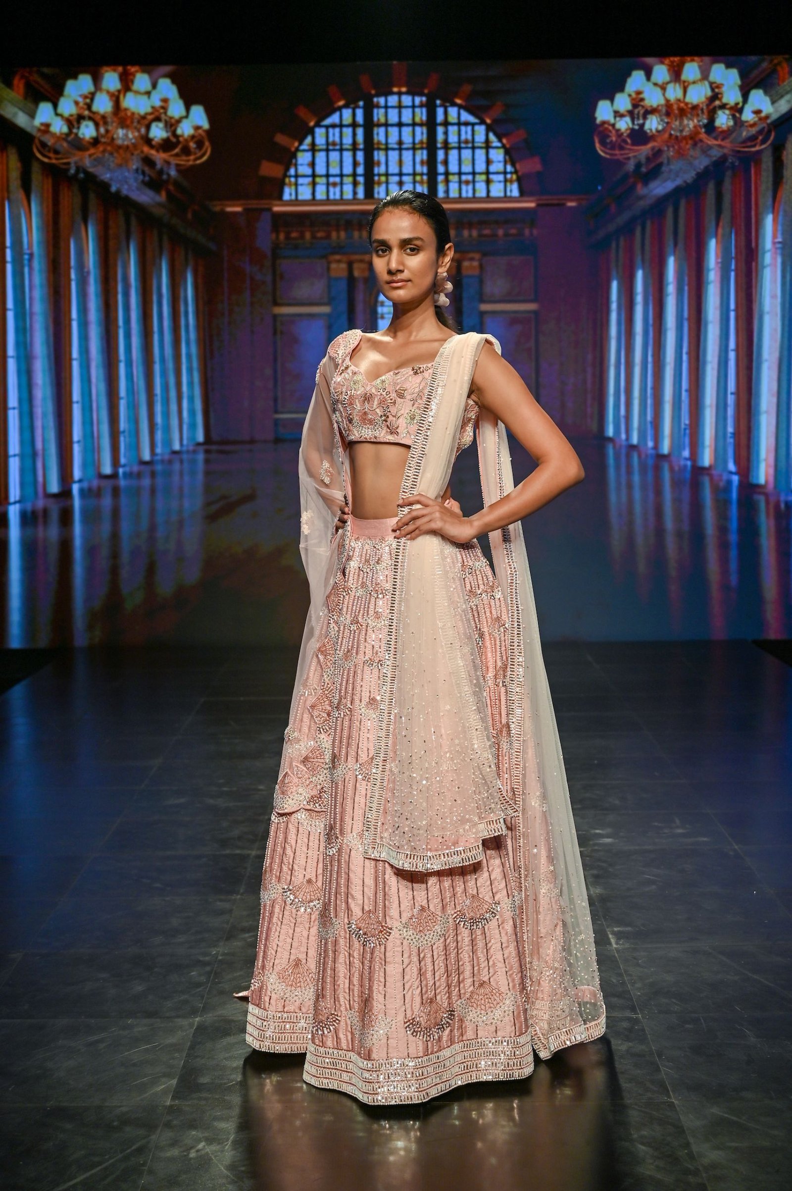 Bridal Pink Embroidered Lehenga Set