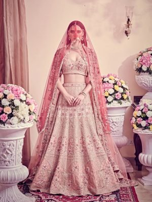 Rose Pink Embroidery Bridal Lehenga Set
