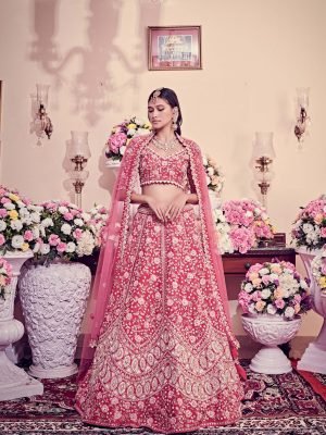 Ruby Pink With Heavy Embroidery Bridal Lehenga Set