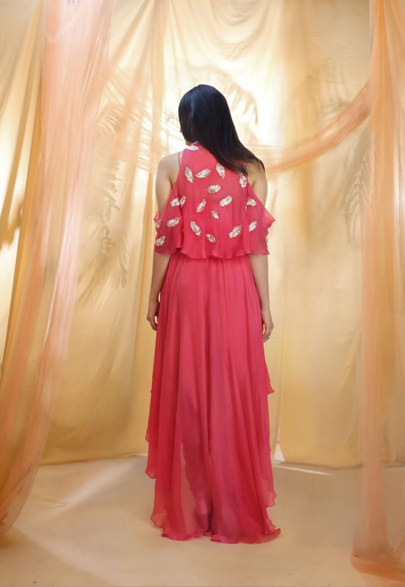 Hot Pink Tabby Silk Dhoti Set - Image 2
