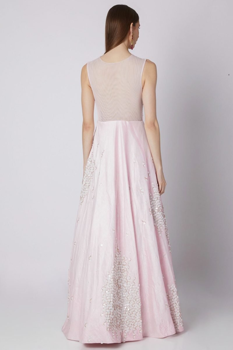 Lilac Embroidered Dupion Gown - Image 2