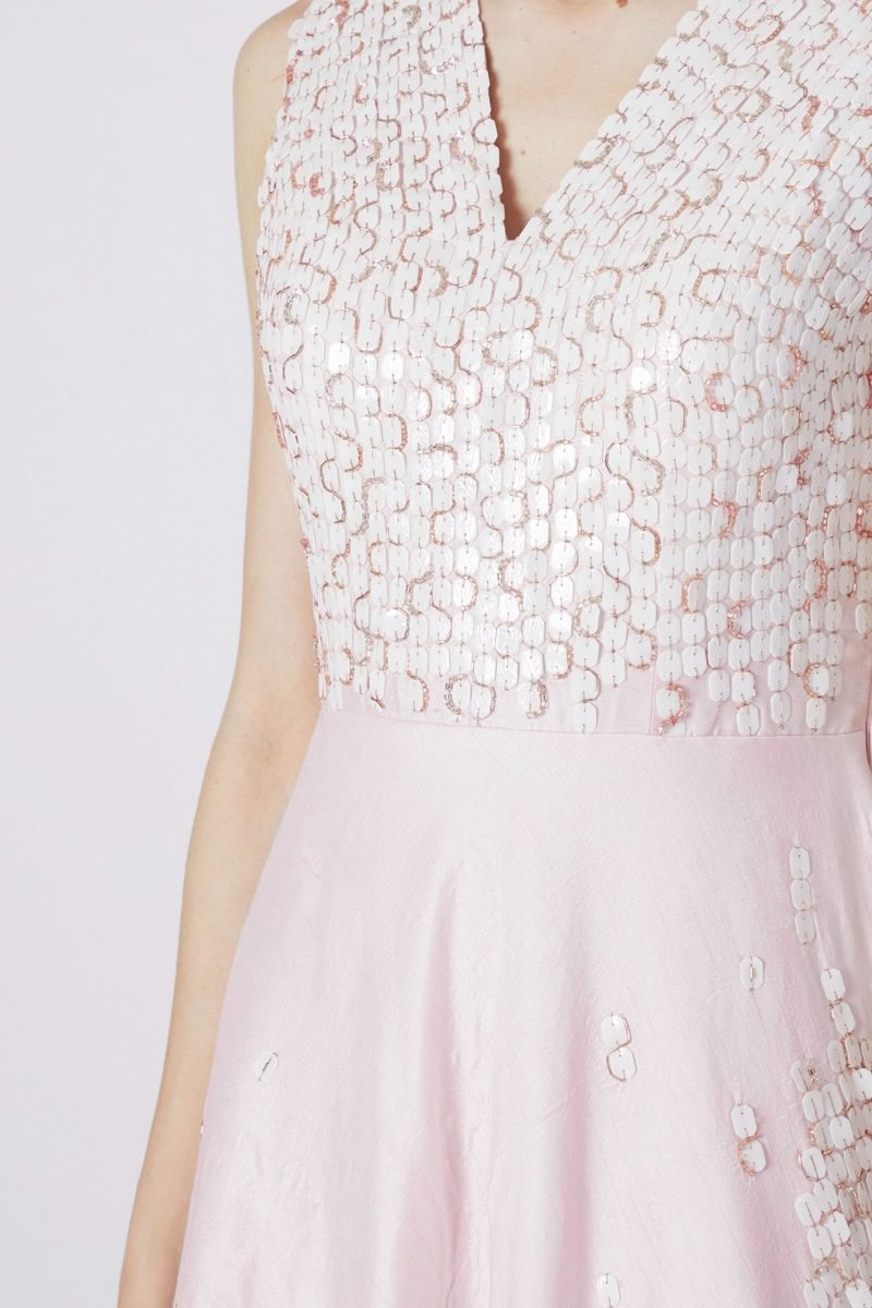 Lilac Embroidered Dupion Gown - Image 3