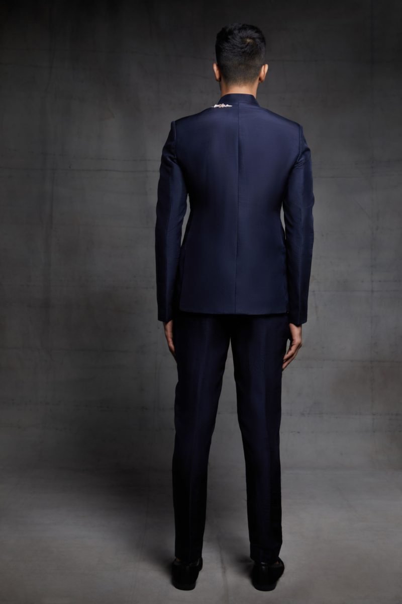 Blue Silk Bandhgala And Pant Set - Image 2