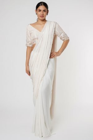 White Embroidered Wedding Saree