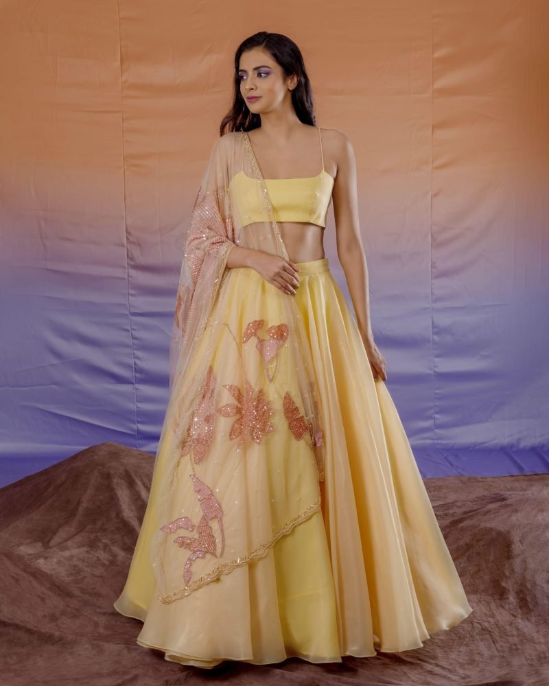 Yellow Organza Lehenga Set