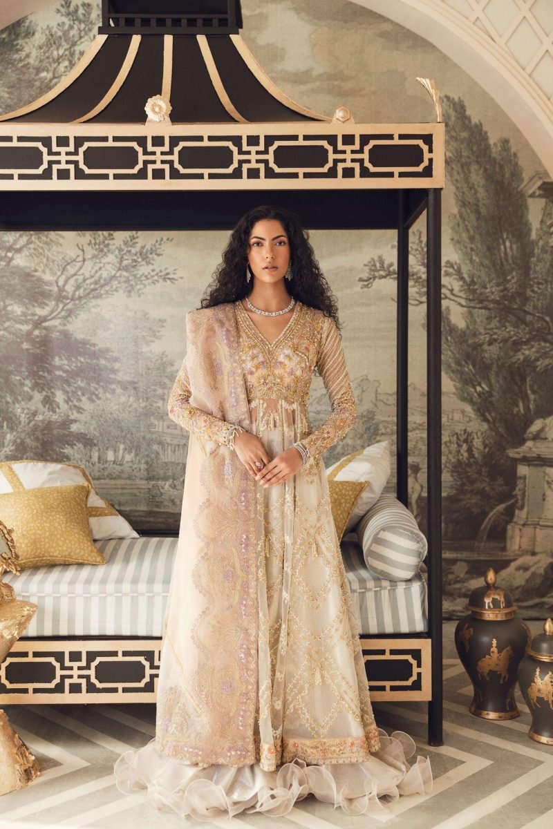 Stunning White Ruffled Raw Silk Lehenga