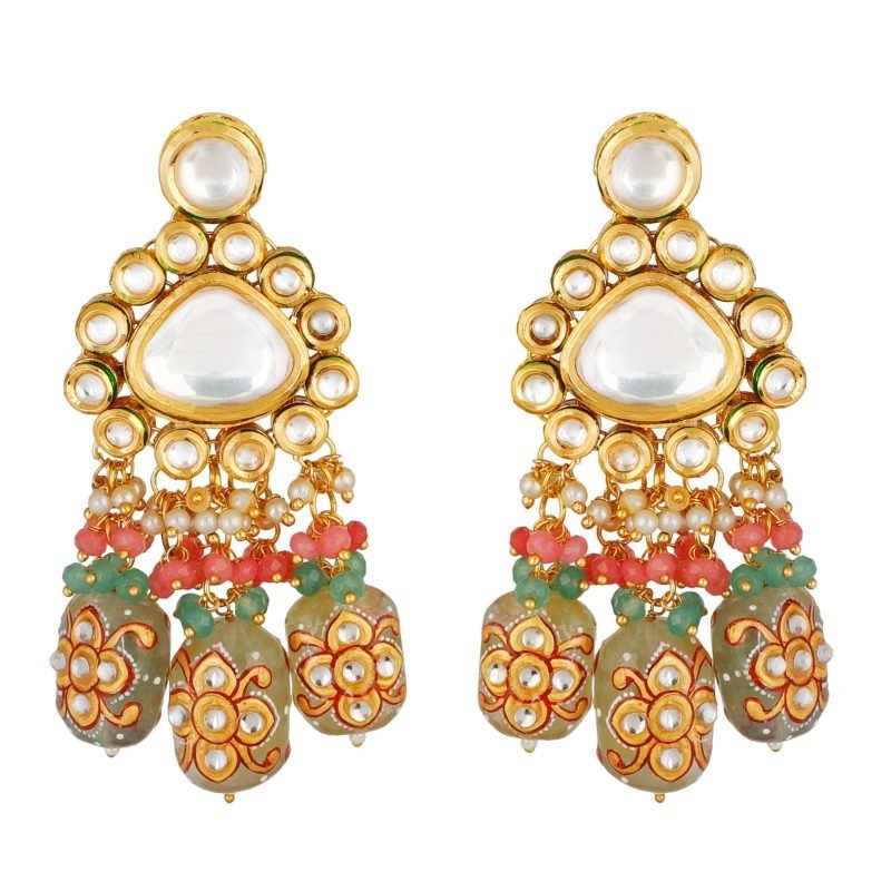 Kundan Pendant Drop Choker Jewellery Set - Image 3