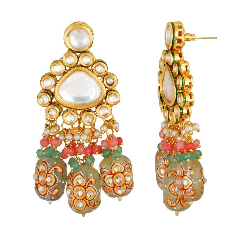 Kundan Pendant Drop Choker Jewellery Set - Image 4