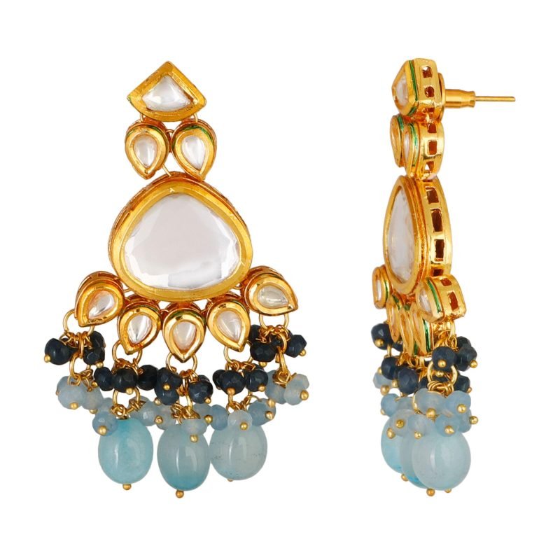 Blue Beads Kundan Choker Jewelry Set - Image 4