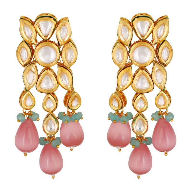 Kundan Choker Pink Drop Jewellery Set - Image 3