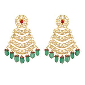 Gold Color Kundan Chand Bali Earrings