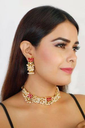 Kundan Bead Pearl Choker Jewellery Set