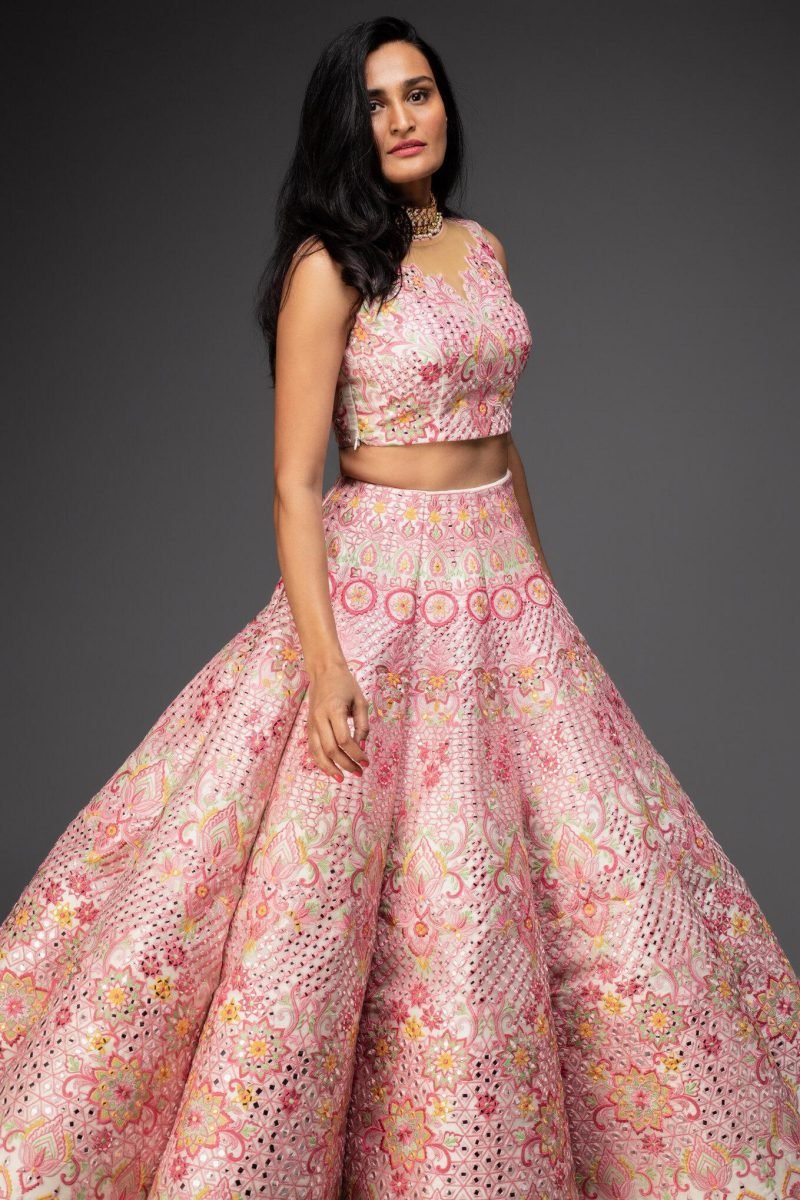 Ivory Embroidered Lehenga And Choli With Dupatta - Image 3