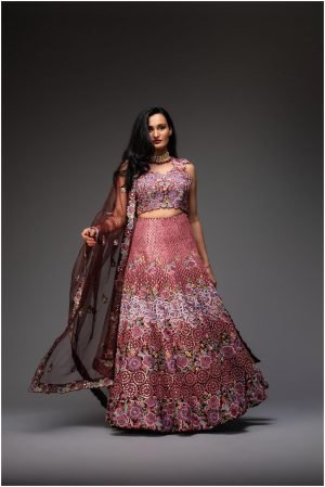 Deep Maroon Embroidered Lehenga Choli And Dupatta