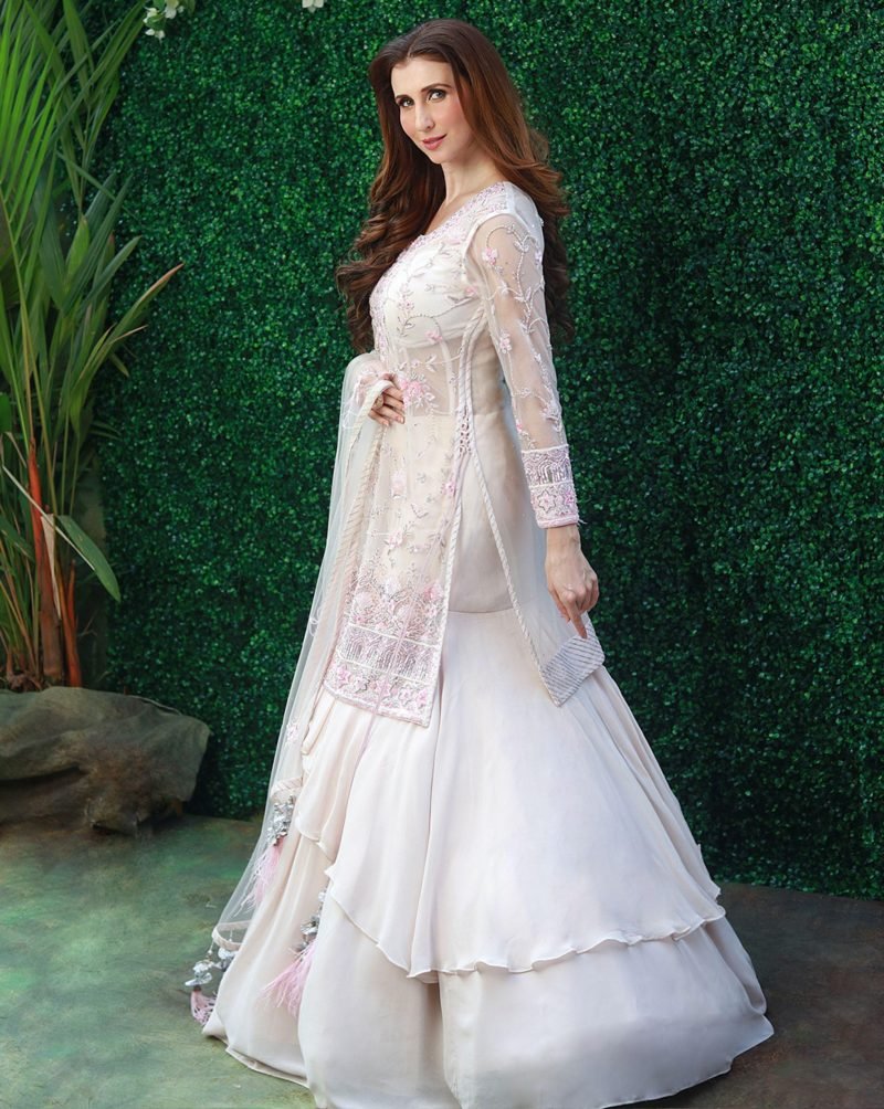 Light Pink Color Resham Work Aqsaa Anarkali - Image 2