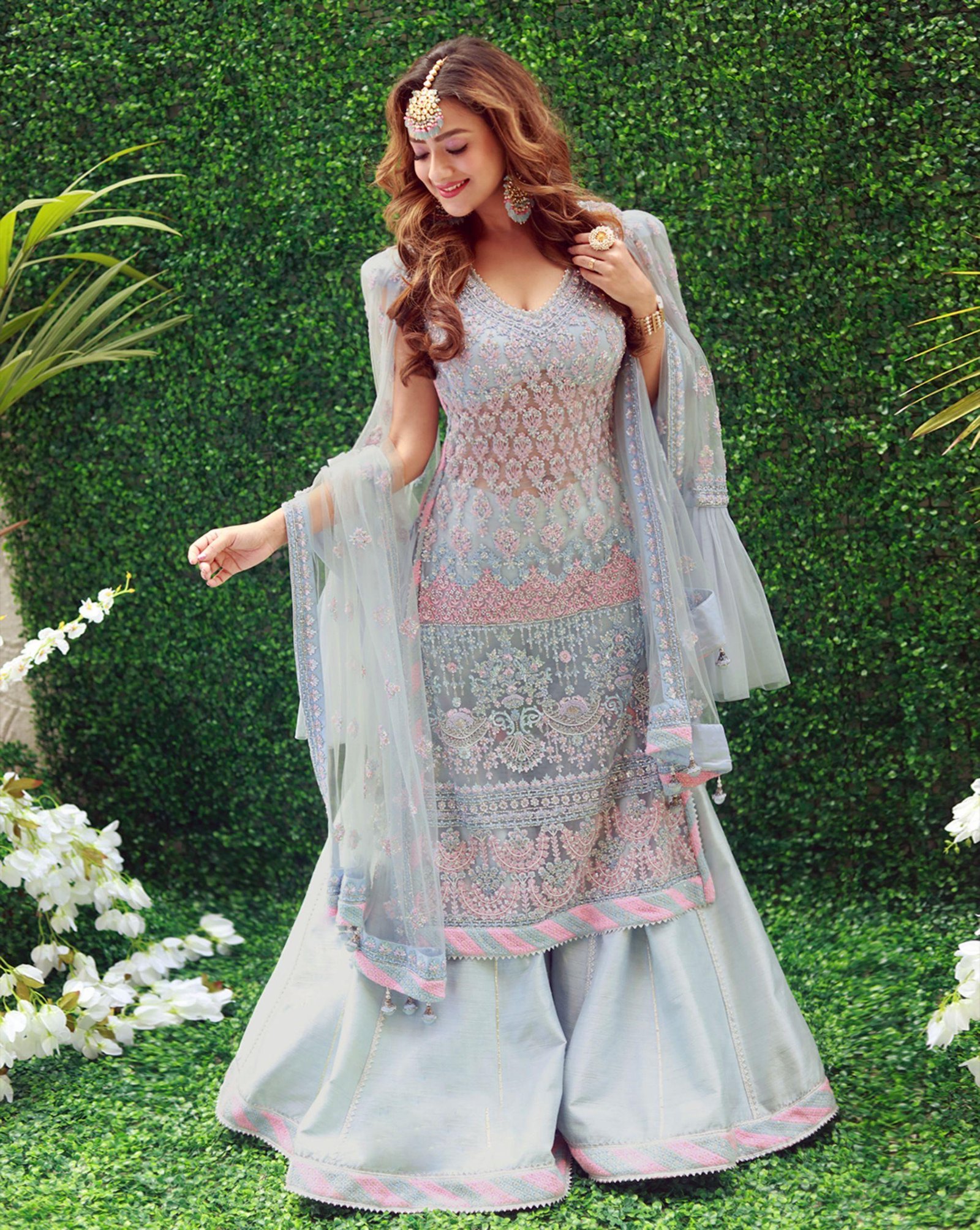 Blue Color Raw Silk Inaya Sharara