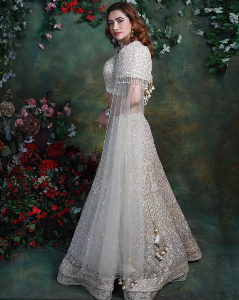 Beige Color Heavy Kardana Beads Elizabeth Lehenga - Image 3