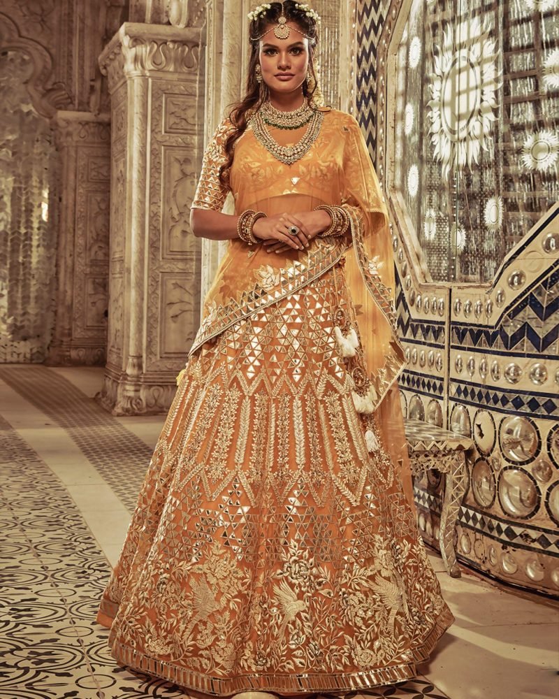 Yellow Color Organza Genda Lehenga