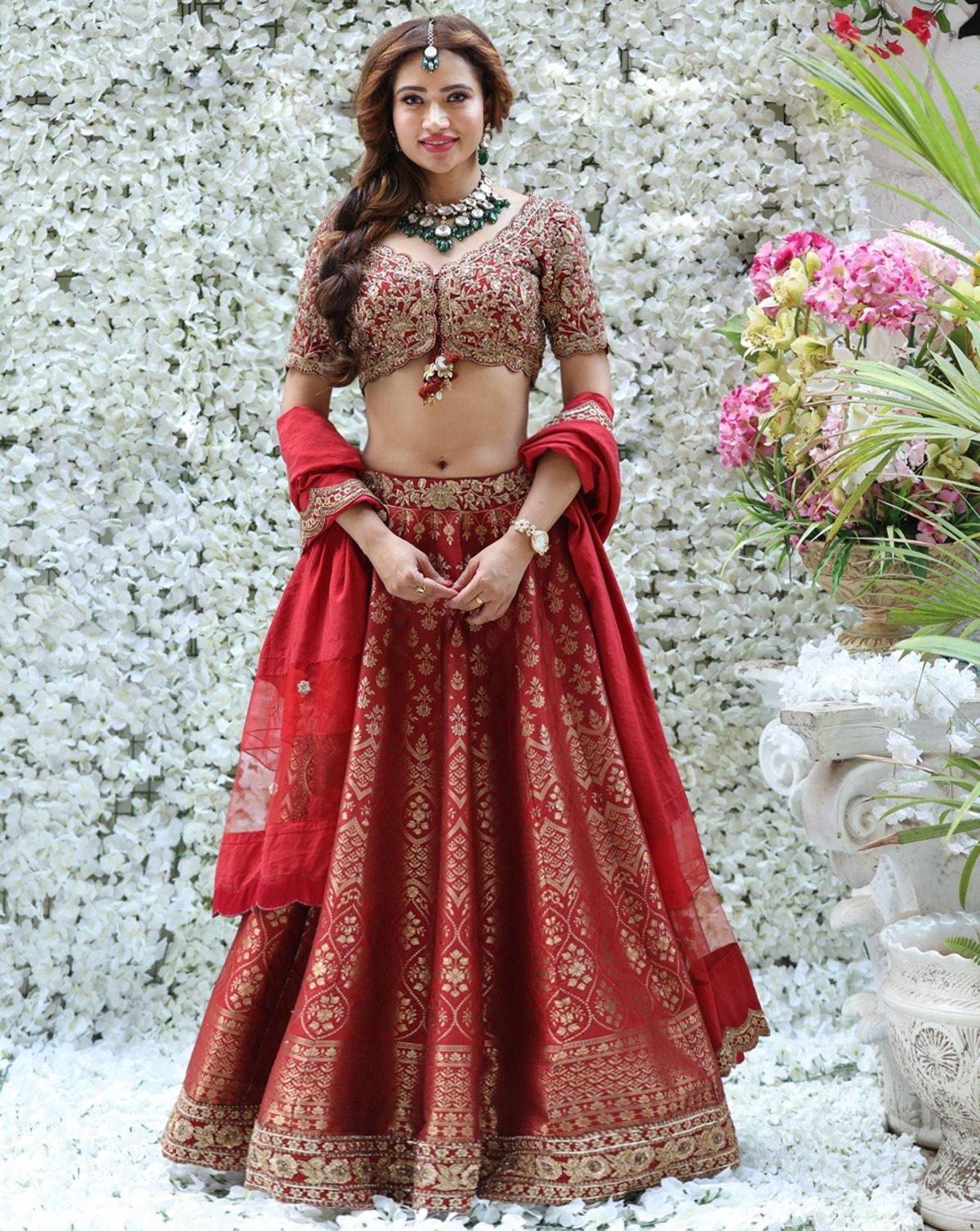The Brocade Bridal Red Color Lehenga