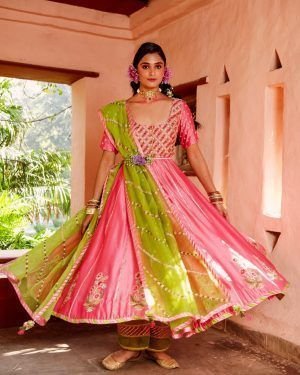 Pink Shantoon Zardozi Embroidered Anarkali