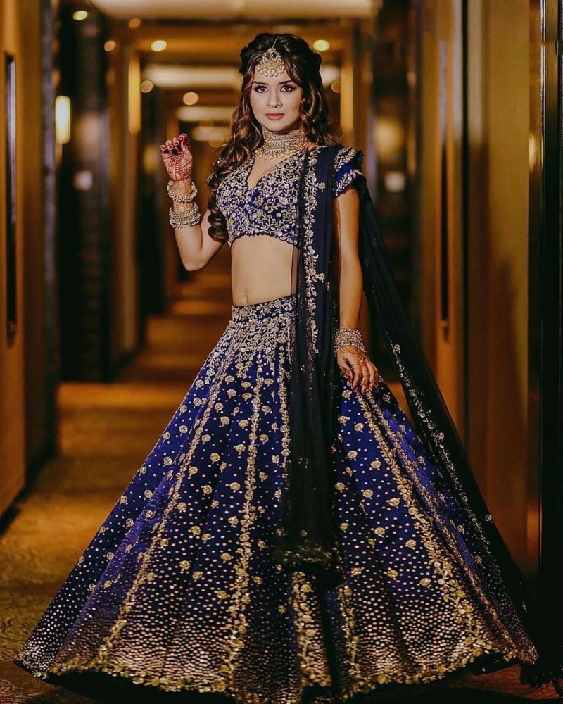 Blue Color Chroma Silk Lehenga Set