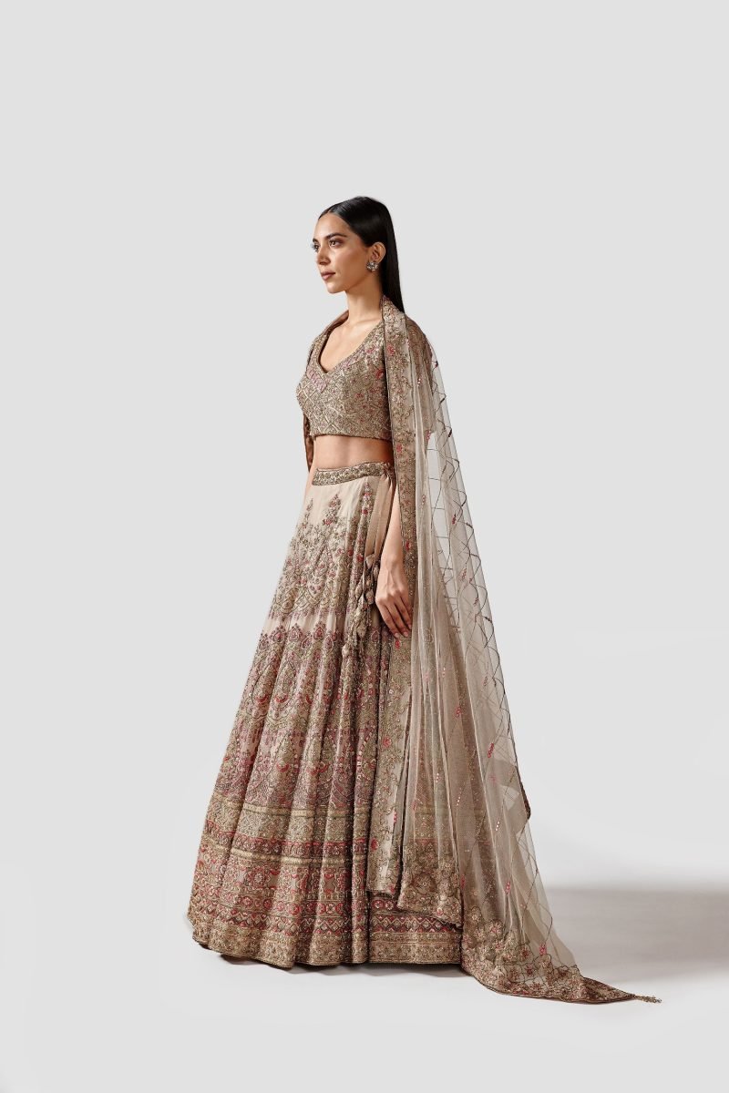 Fascinating Beige Color Georgette Lehenga Set - Image 4