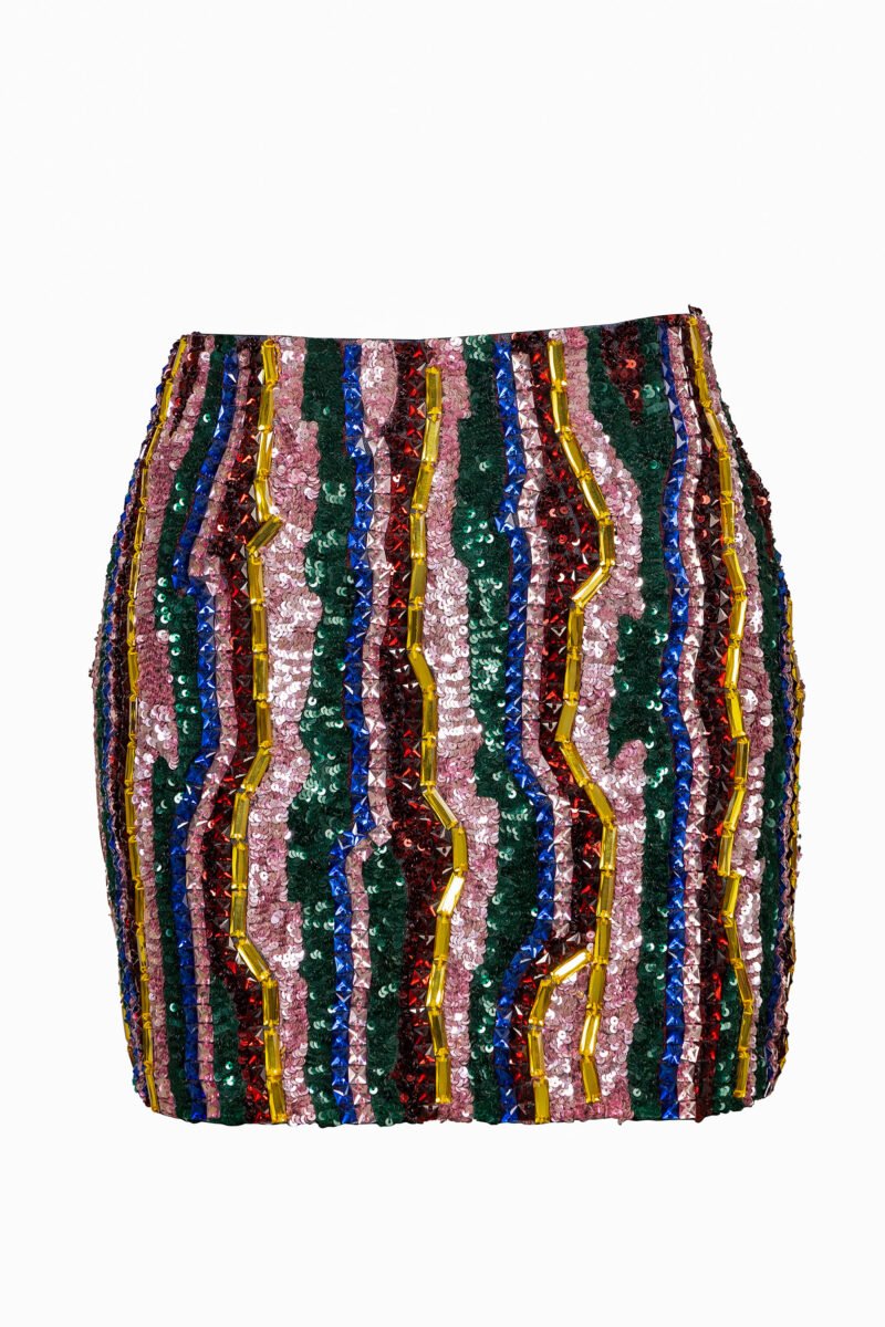 Iris Sequins Multi color Mini Skirt - Image 2