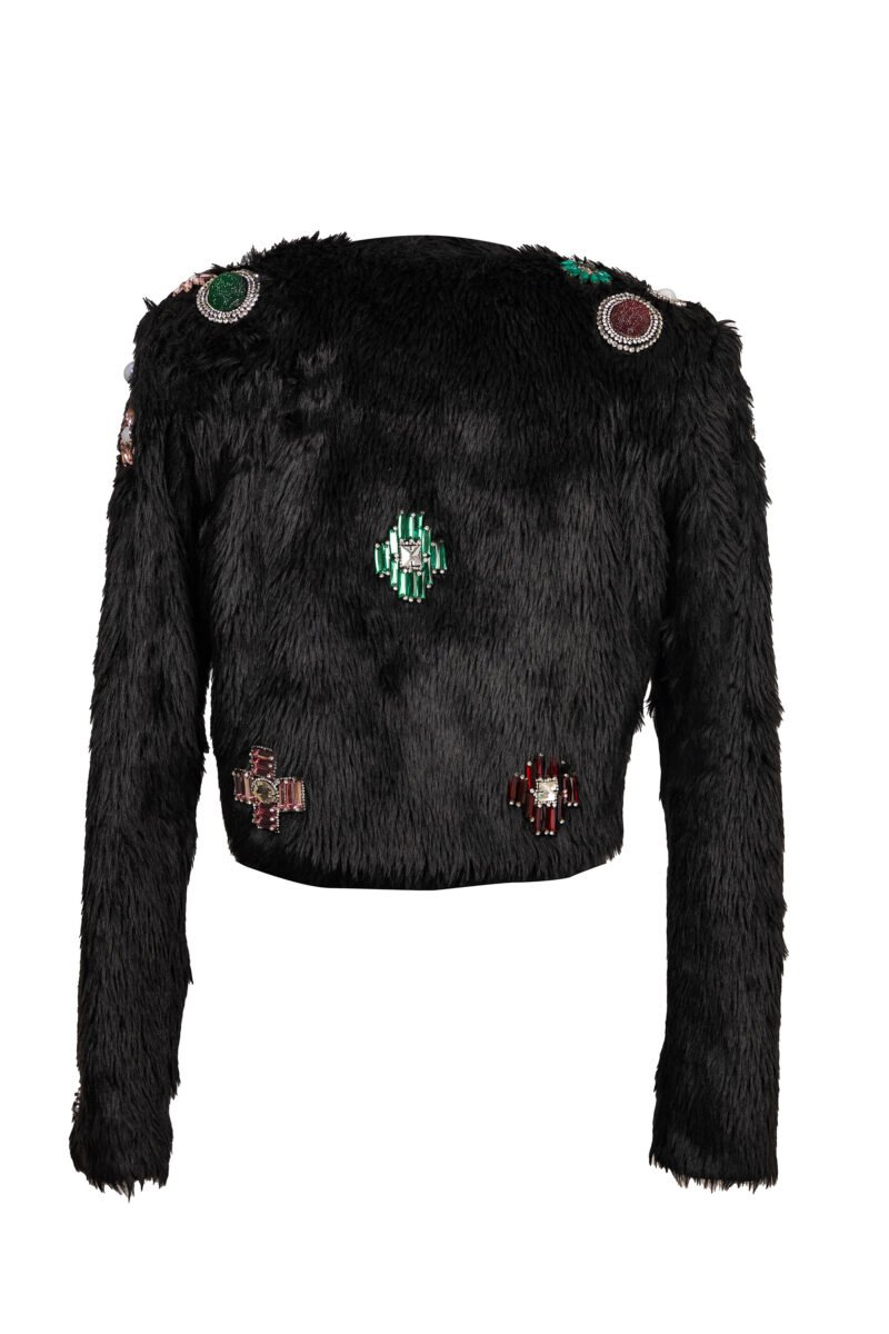 Panthera Faux fur Resin Crystal Black Jacket - Image 3