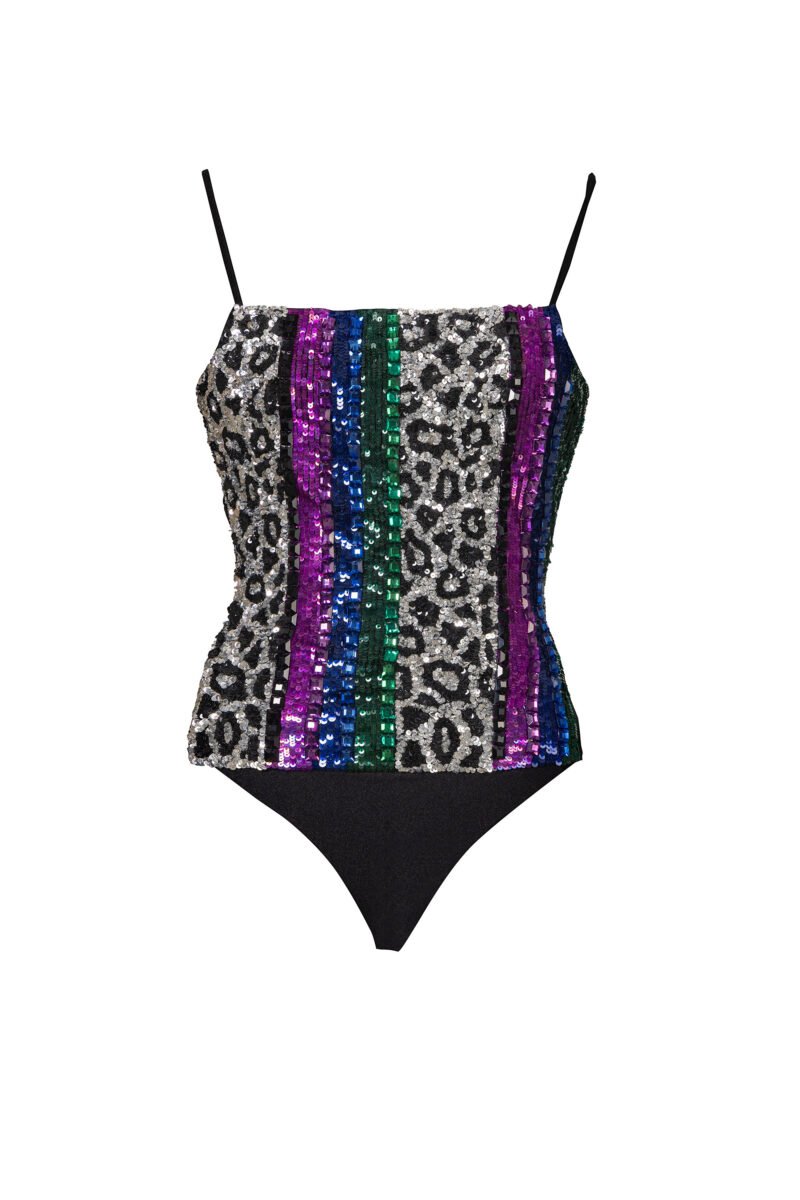 Veronica Black Sequins Backless Bodysuit - Image 2