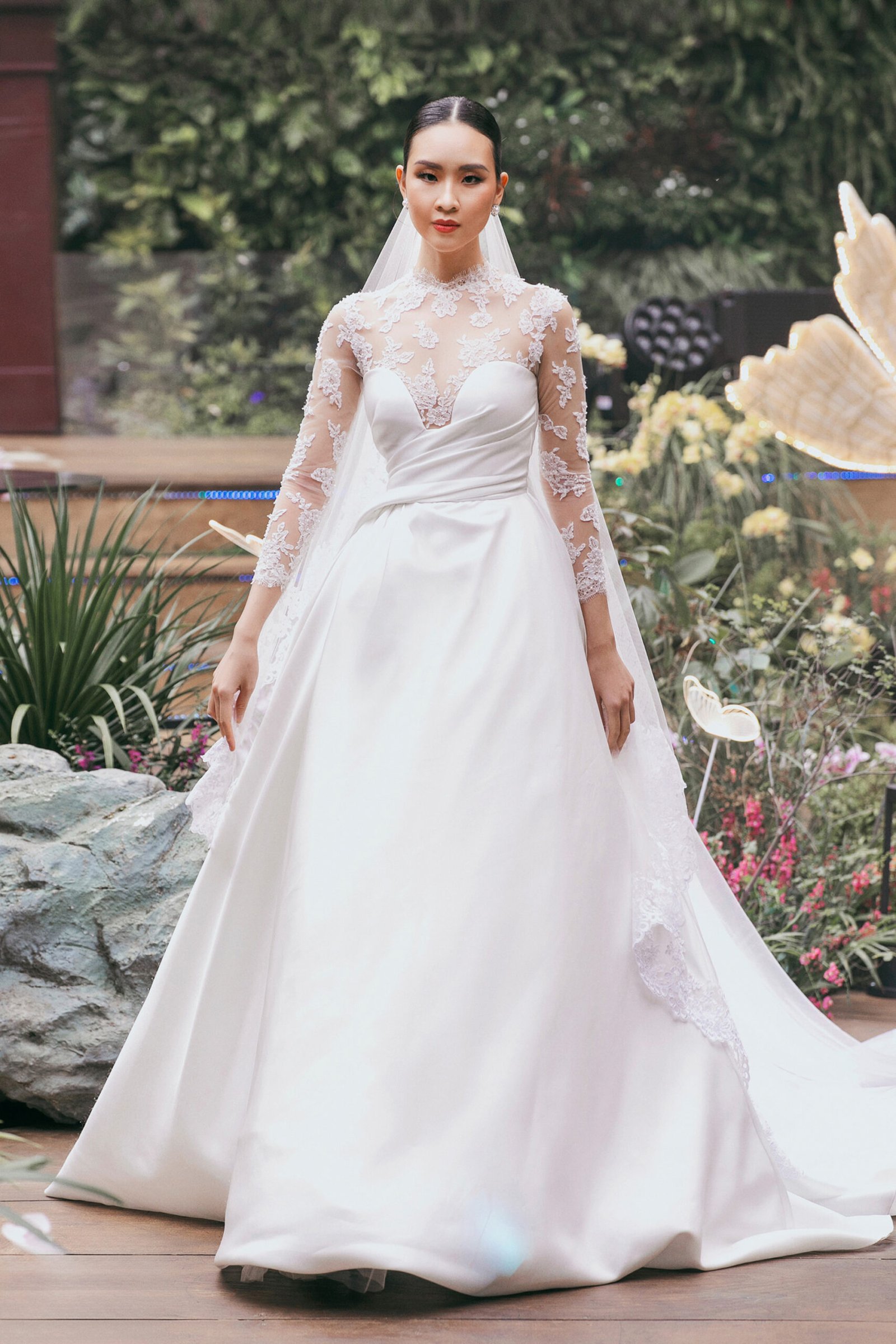 Satin & Tulle with Swarovski Embellishments A-Line  White Bridal Gown