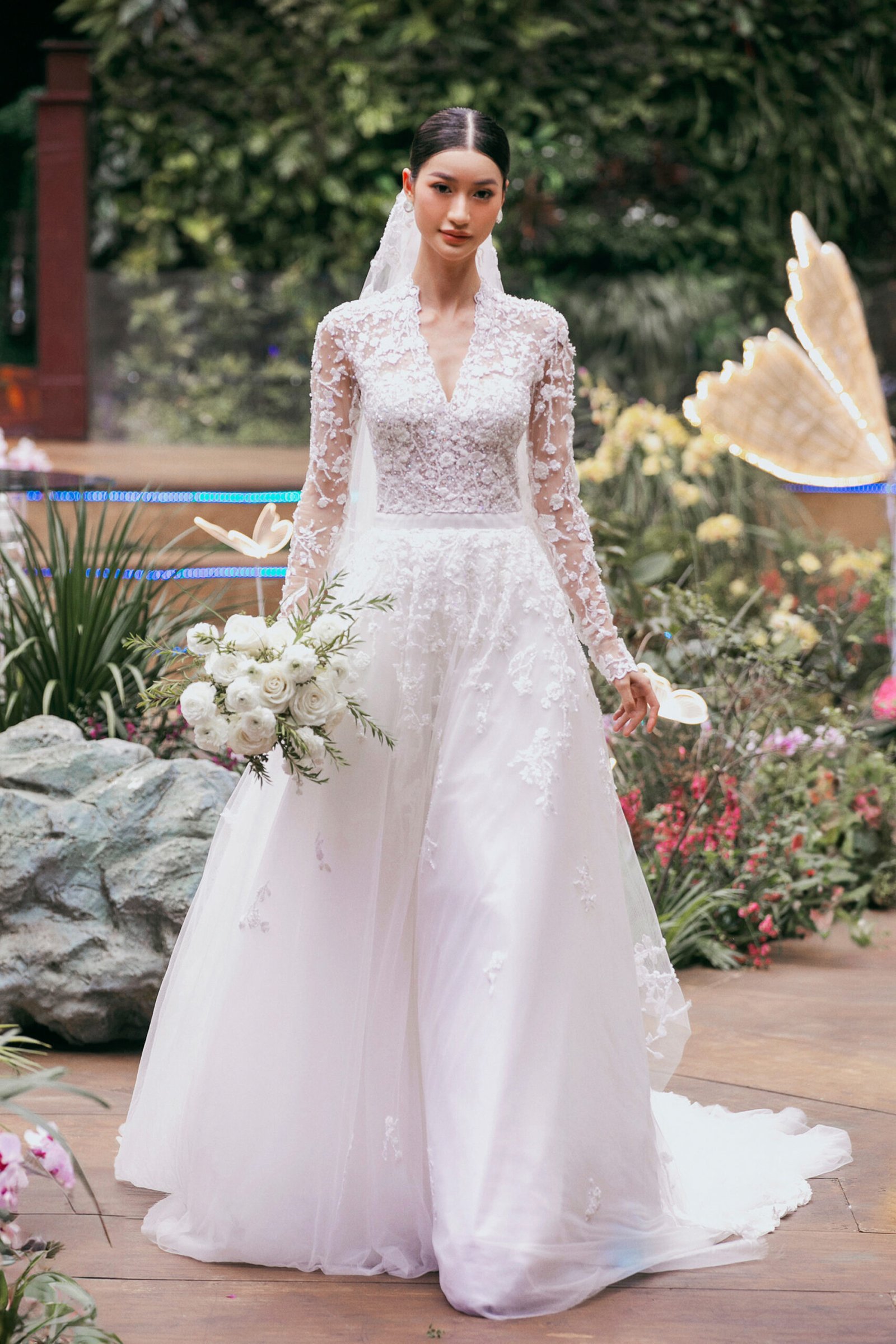 White Wisteria Bloom Fairytale Bridal Gown