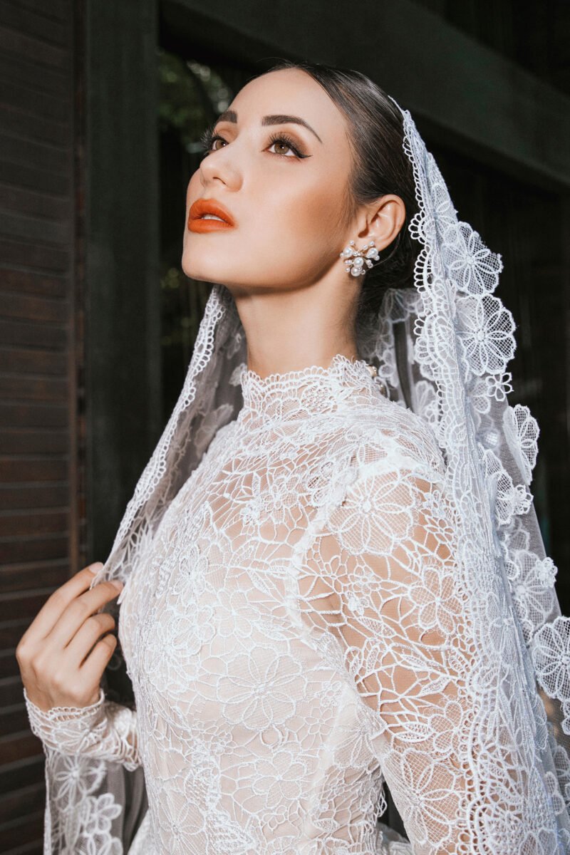 Premium White Inticrate Motifs  with voluminous skirt Bridal Gown - Image 3