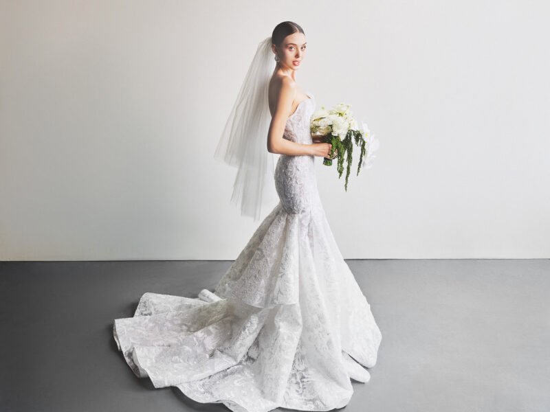 White Tulle flower motif Hand embroidered Bridal gown - Image 4