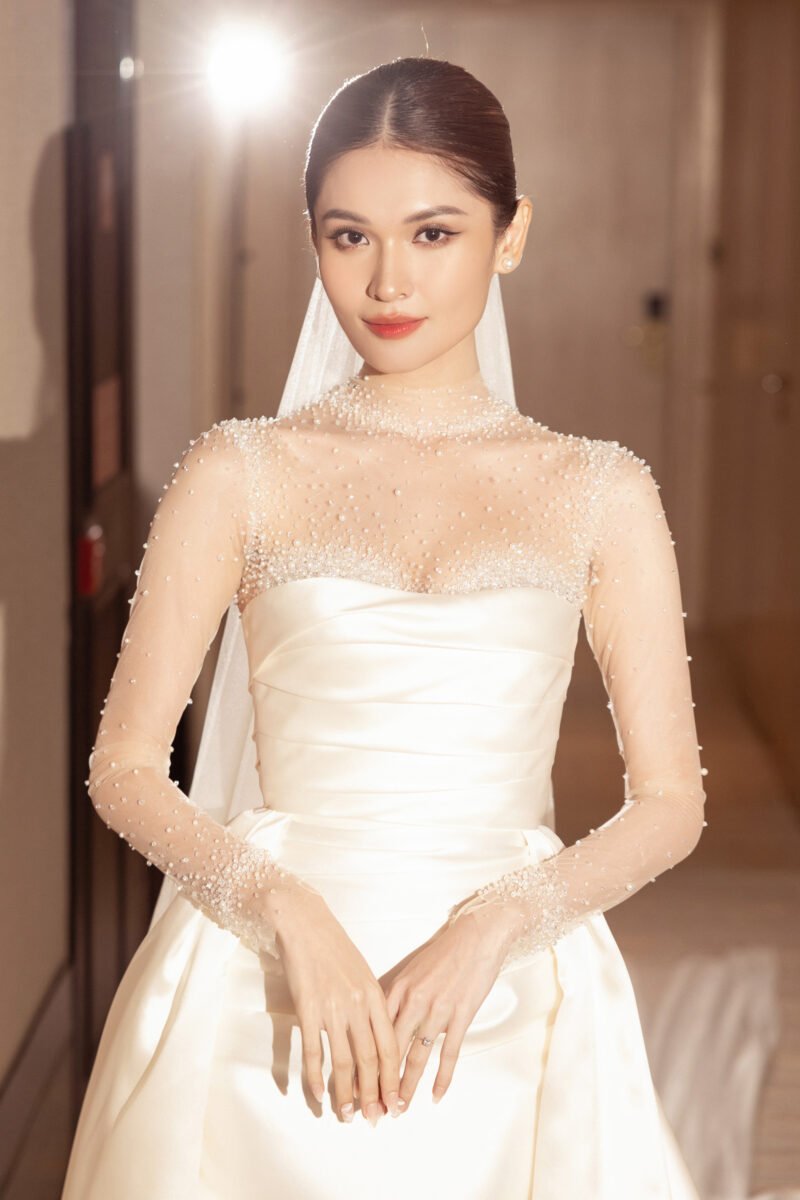 Swarovski Crystal Flared Bridal Gown with Overskirt - Image 5
