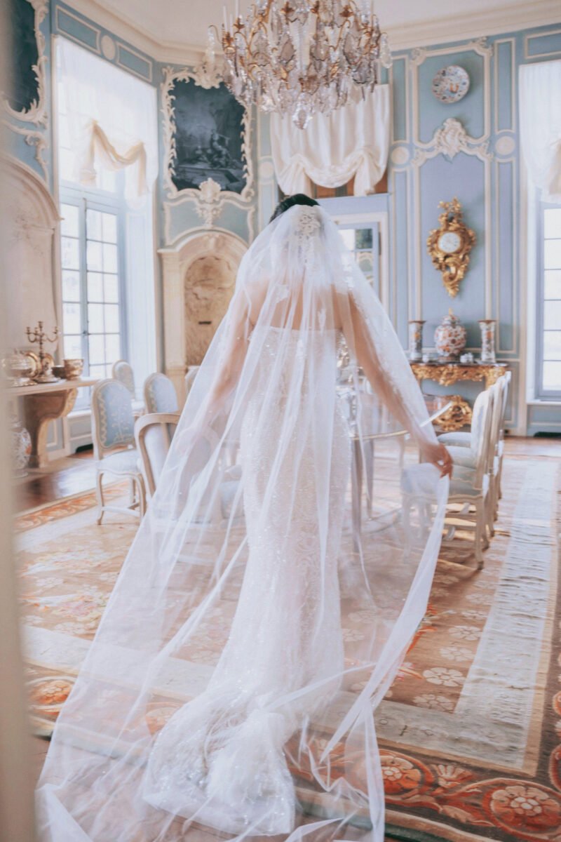 White Mermaid Wedding Gown with Hand-Embellished Lace - Image 3